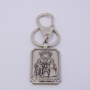 Chaveiro Divino Pai Eterno Quadrado em Metal com Mosquetão