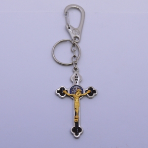 Chaveiro Cruz de São Bento em Metal com Mosquetão