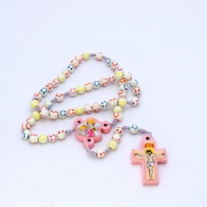 Terço Infantil Rosa 8mm Anjo da Guarda.