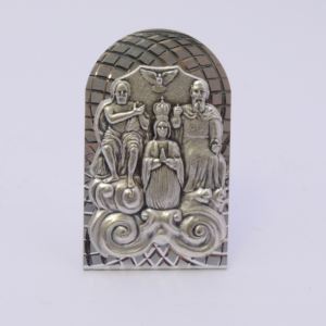 Adorno Divino Pai Eterno prateado p/mesa alumínio 6.5cm.