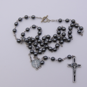 Terço São Bento de Hematita 6mm para Pescoço