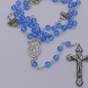 Terço Cristal 6mm azul 4 Basílicas Papais