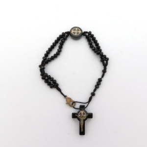 Pulseira Terço São Bento cristal preto 4mm