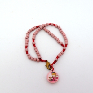 Pulseira Terço infantil rosa 4mm.